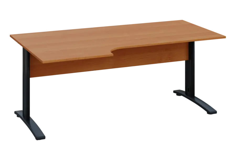 ERK 18 - 186 stůl kancelářský, rohový, levý, kovová podnož černá, deska 18 mm, široký 1800 mm, olše jantar